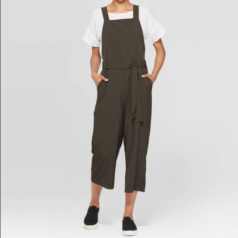 Prologue Army Green Wide Leg Midi Overall Jumpsuit
